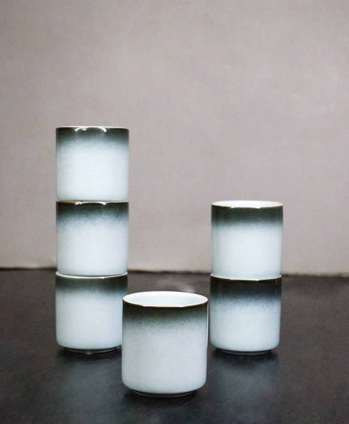 Seikai Blue Ochoko Ceramic Sake Cups 1.5 Oz, Set of 6, Japanese Style Drinkware
