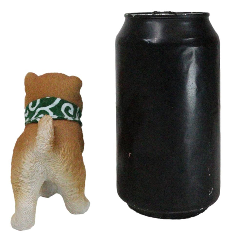 Lifelike Adorable Playful Japanese Shiba Inu Puppy Dog with Scarf Mini Figurine