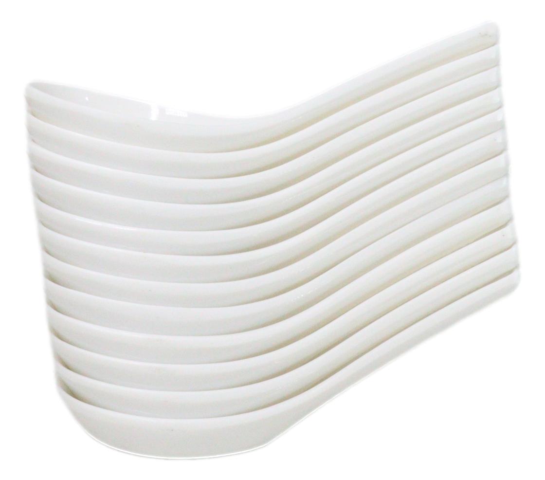 Contemporary High Gloss White Melamine Asian Soup Spoons Pack Of 12 Set