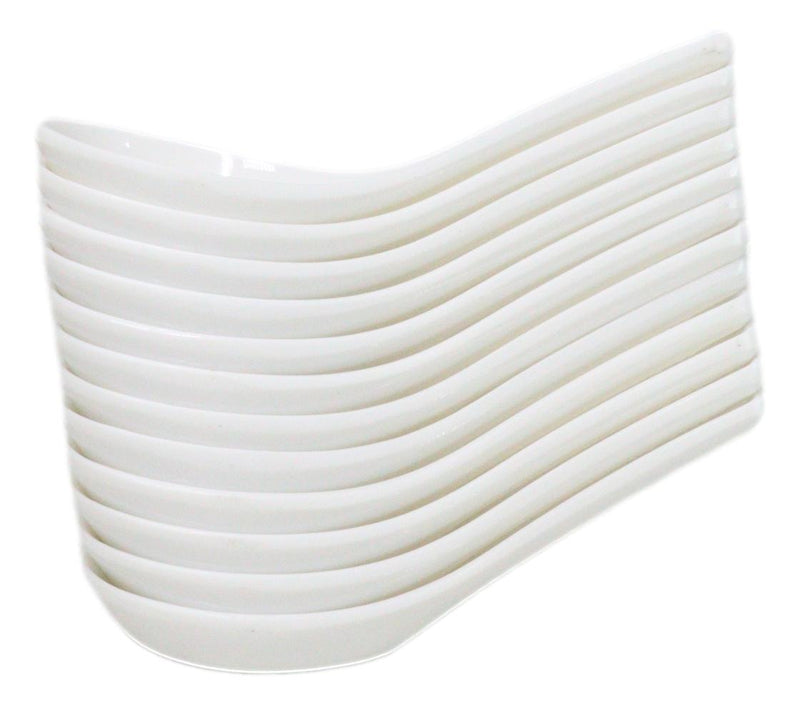 Contemporary High Gloss White Melamine Asian Soup Spoons Pack Of 12 Set