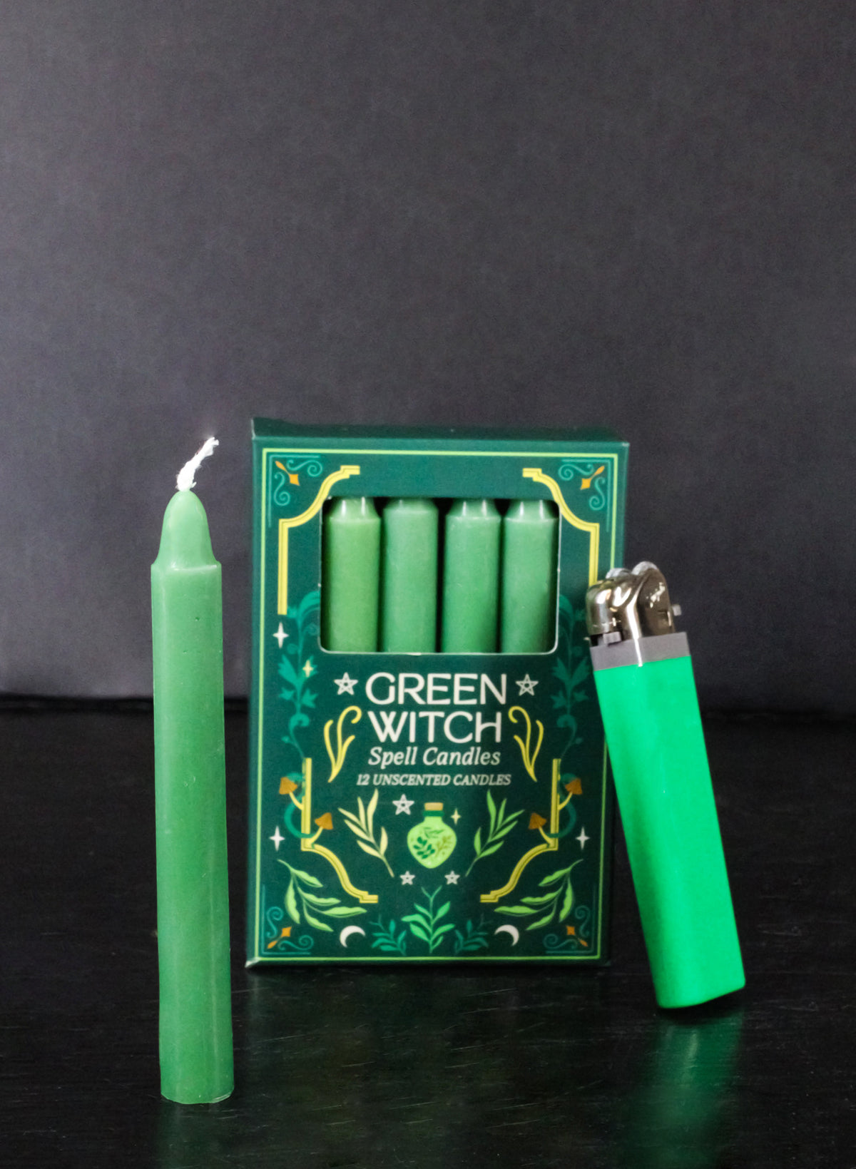 Ebros Green Witch Spell Candles 4 Inch Unscented Green Candles Pack of 12