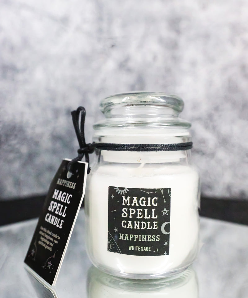 Set of 3 Wicca Halloween Ritual White Sage Happiness Spell Candle in Glass Jar