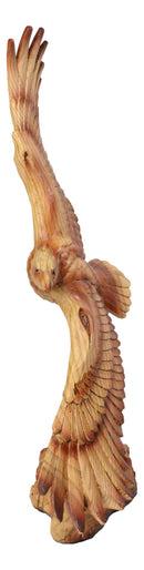 Faux Wood Soaring Eagle Figurine With Outstretched Wings American Eagle Accent