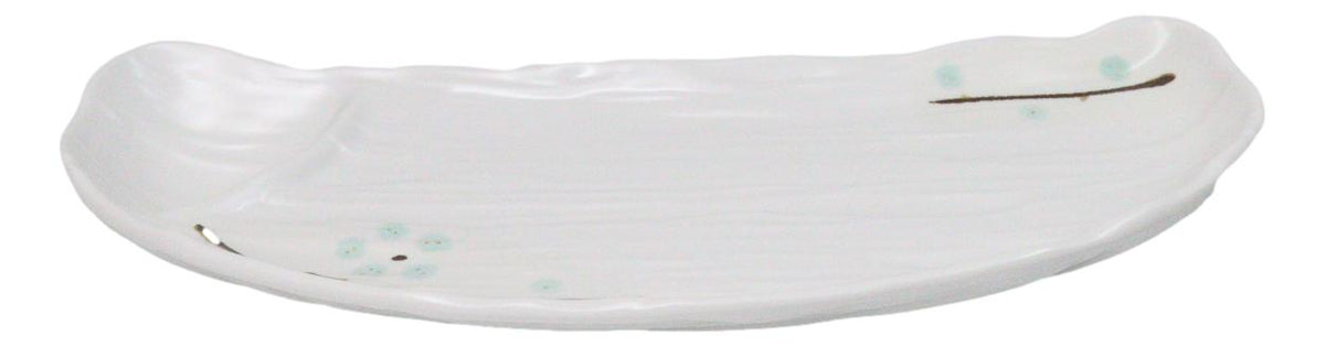 Set Of 6 Yukino Hana Snow Melamine Half Moon Partitioned Sushi Plate Platters