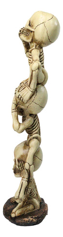 See Hear Speak No Evil Skeleton Figurine Stacked Acrobatic Gothic Wise Skeletons