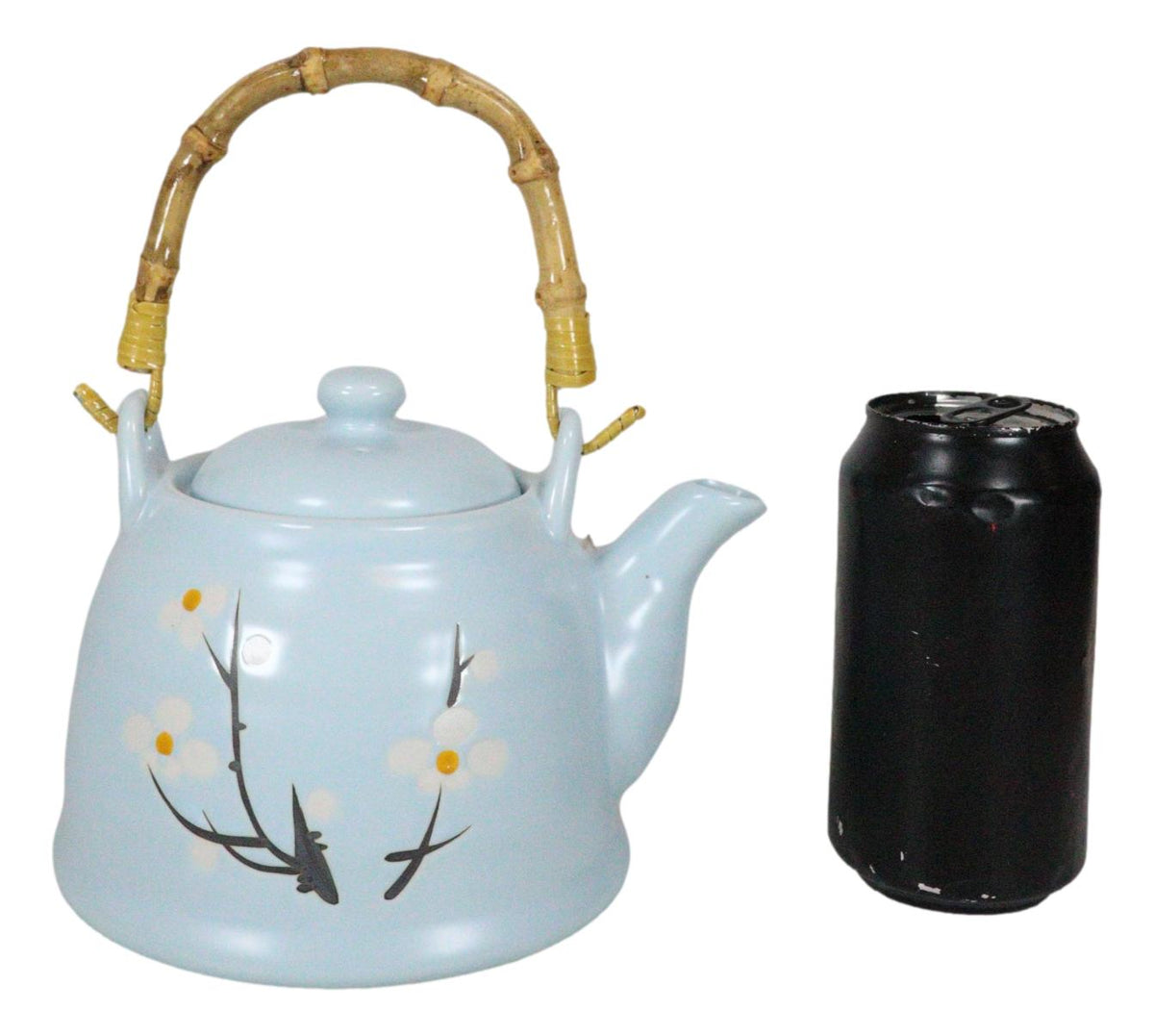 Japanese Sakura Cherry Blossom Branches Pastel Blue Ceramic Tea Pot Teapot 36oz - Ebros Gift