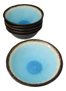 Pack Of 6 Crackle Blue Sky Aozora Kannyu Ceramic Large Pho Ramen Soup Bowls 47oz