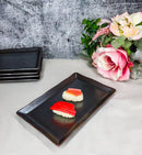 Pack Of 5 Tetsu Kesho Metallic Black Collection Rectangular Sushi Plates 7.75" L