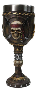 Nautical Pirate Skull Wine Goblet with Crossed Cutlass Red Bandana Chalice