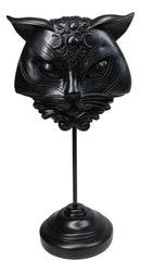Wicca Black Sacred Cat Moon Masque Ornament On Pole Stand Or Wall Sculpture