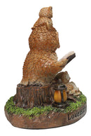 Bedtime Story Owl Mother & Owlets Figurine Owl Family Reading Book by Tree Stump