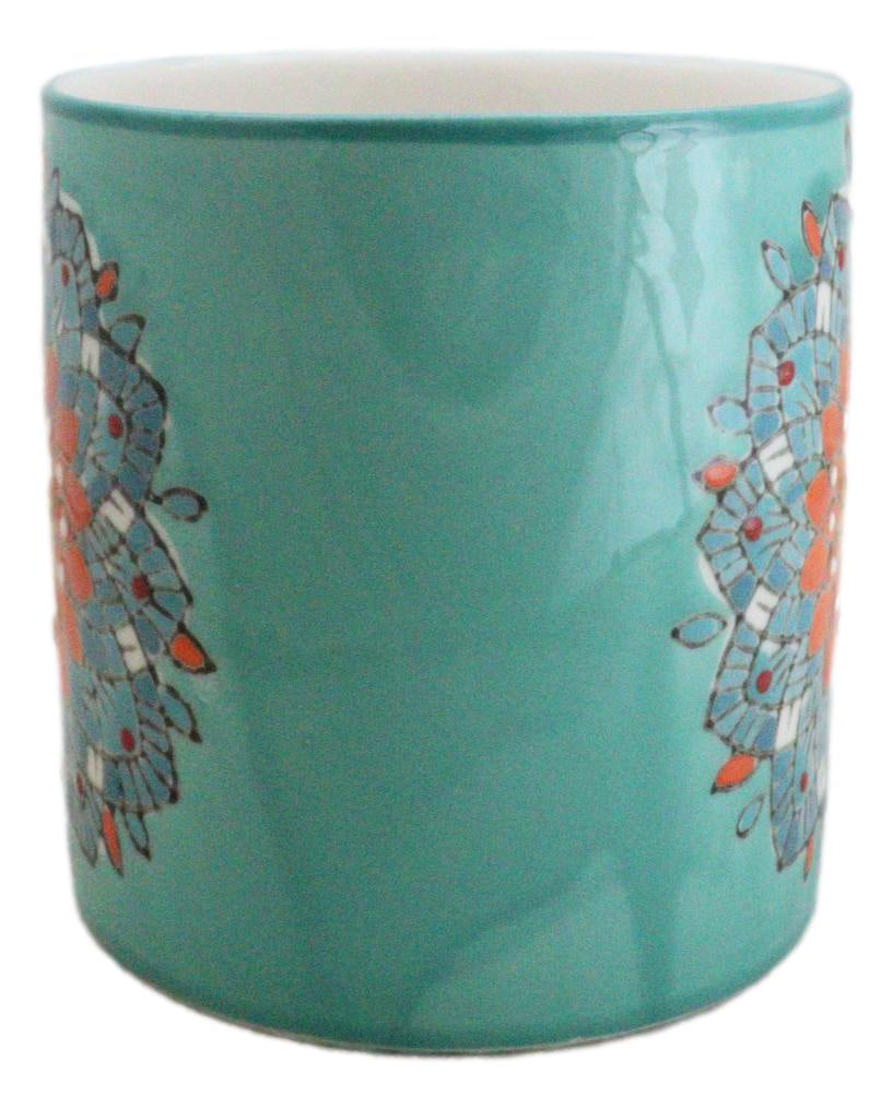 Green Anahata Heart Chakra Zen Flower Of Life Mandala Circle Ceramic Mug Cup