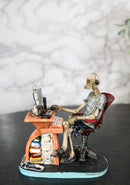 Funny Skeleton Computer Still A Gamer Figurine With Gaming Headset & Desktop PC