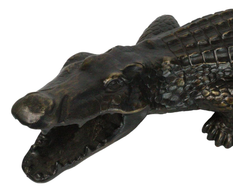 The Great Crocodile Baring Jaws And Razor Sharp Teeth Garden Accent Statue 23"L