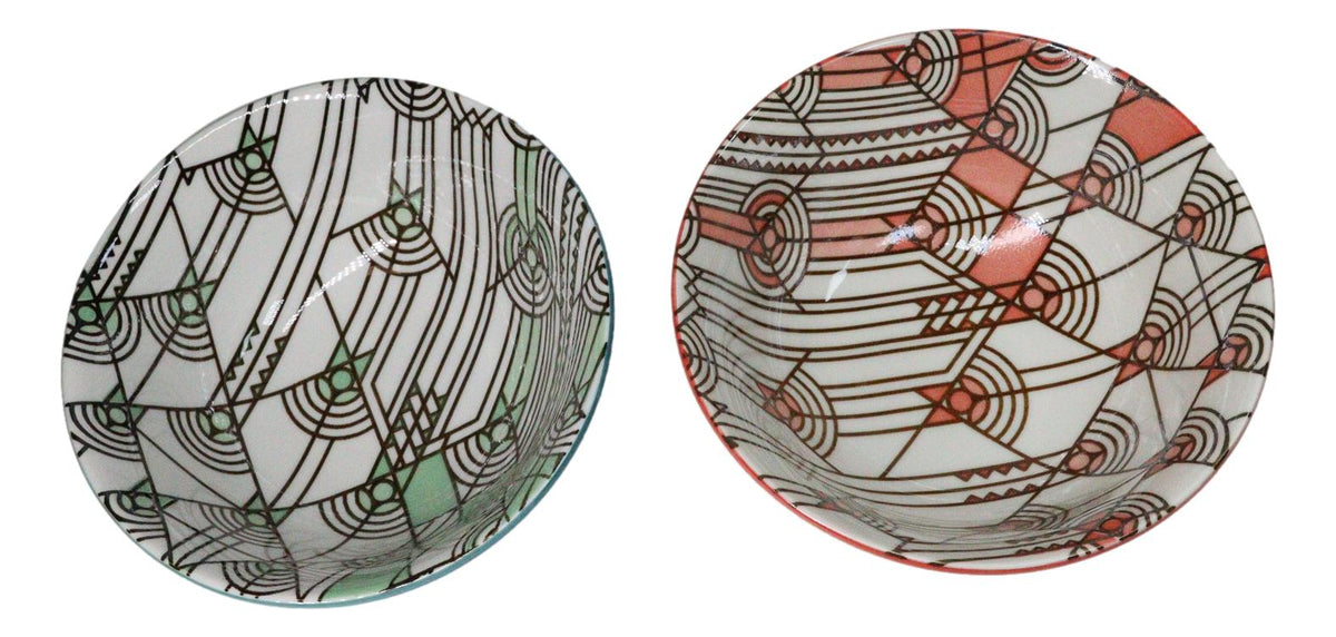 Pack Of 2 Made In Japan FLW April Showers Orange And Green Porcelain Bowls 18oz