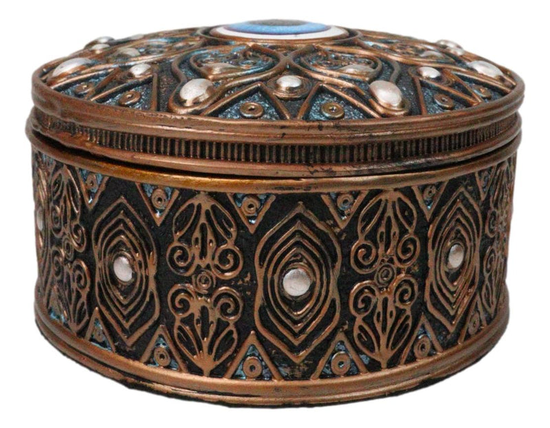 Auspicious Evil Eye Of Providence With Sacred Symbols Round Decorative Box