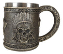 Native Indian Chief With Headdress Roach Skull And Crossed Axes Coffee Mug Cup