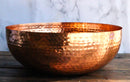 Large 13.75"D Round Hammered Iron Metal Serving Or Mixing Bowl Copper Finish