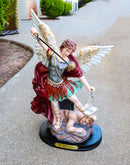 Saint Michael Archangel Defeating Satan With Sword And Justice Scales Statue 12.5"