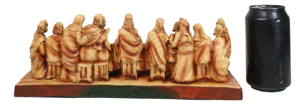 Da Vinci The Last Supper Jesus And Disciples Faux Cedar Wood 12"Long Figurine