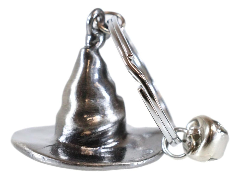 Set Of 2 Metal Wicca Occult Magic Witch Hat With Bell Keychains Key Rings