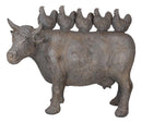Rustic Vintage Farmhouse Chickens Hens Marching On Holstein Cow Back Figurine