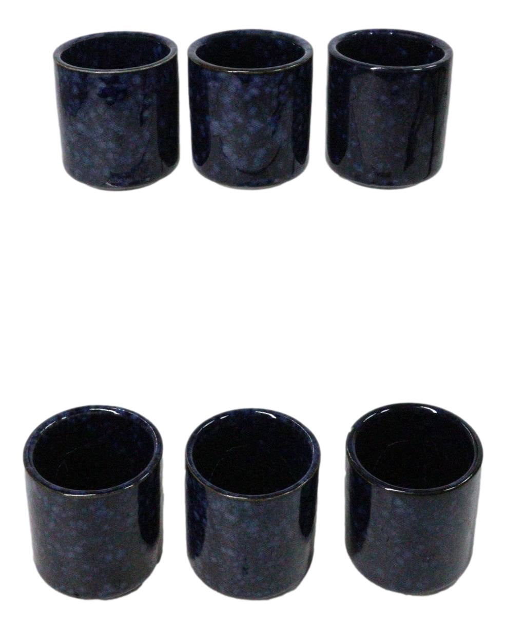 Set of 6 Speckled Indigo Blue Porcelain 1.25oz Ochoko Yuzu Sake Cups