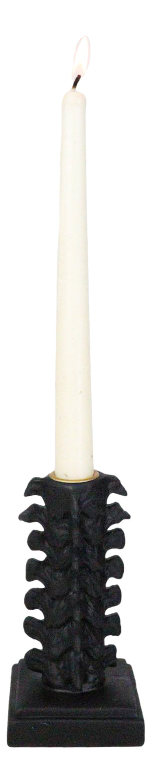Pack Of 2 Black Vertebrae Back Bones Spine Skeleton Macabre Taper Candle Holders