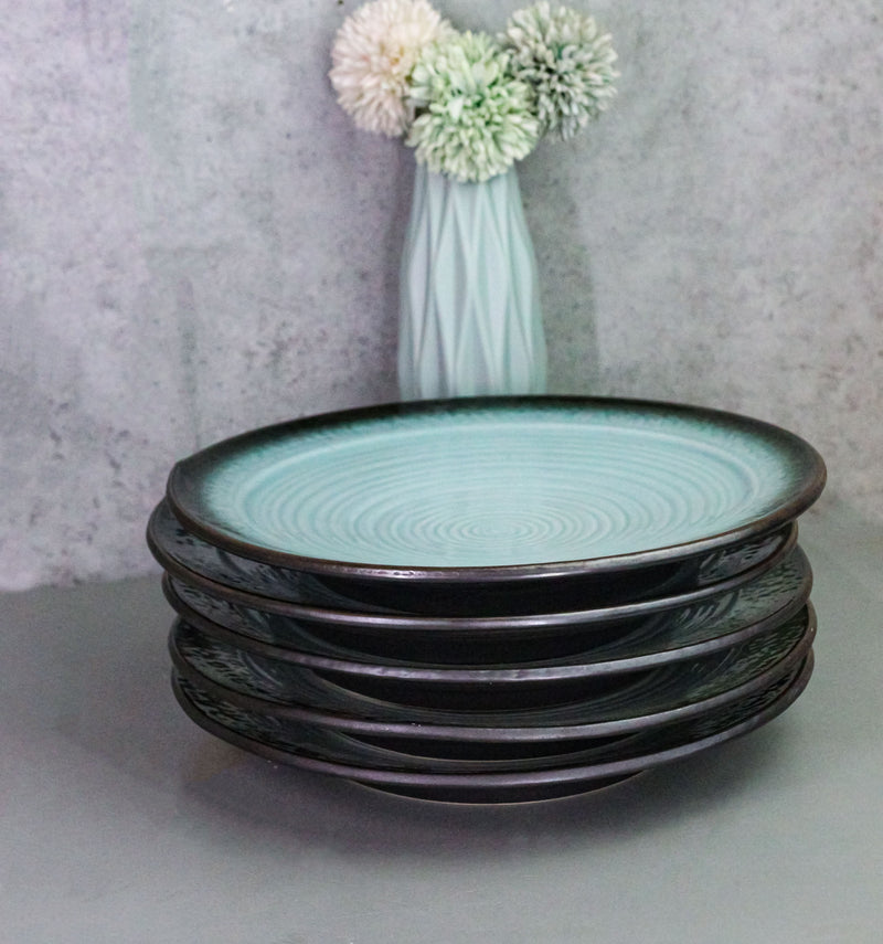 Pack Of 5 Ceramic Blue Sky Seikai Collection Large Round Dinner Plates 10" D