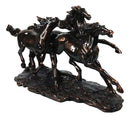 Three Equestrian Wild Galloping Horses Large Statue 18" Long Electroplated