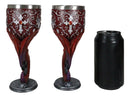 Set Of 2 Fantasy Maroon Dragons Devotion Love Hex Heart Baroque Wine Goblets