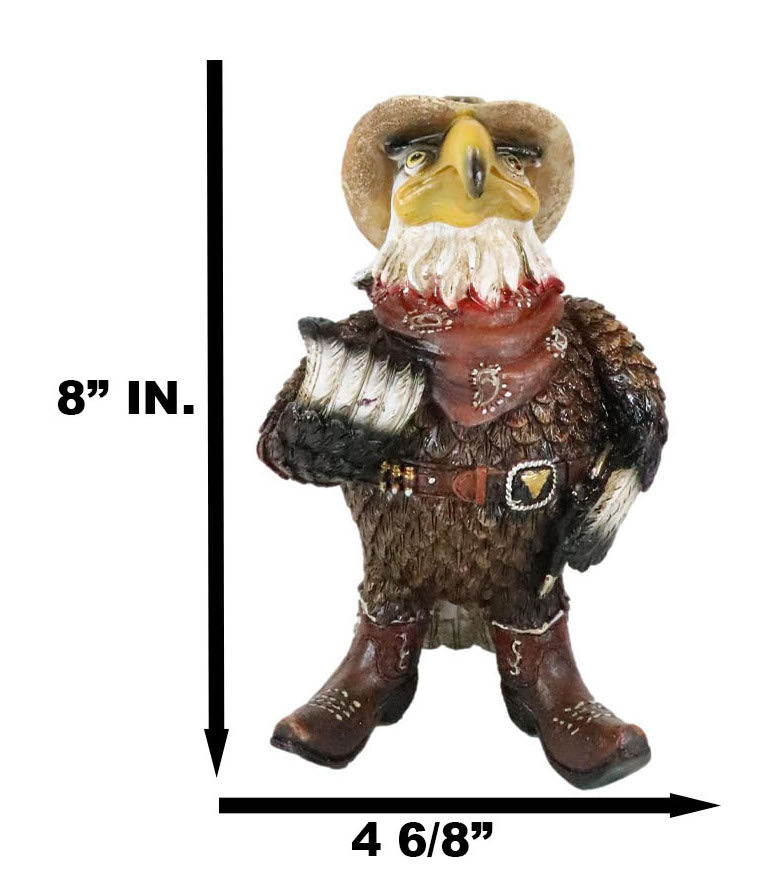 Rustic Western Country Comical Cowboy Bald Eagle Sheriff In Boots Figurine