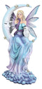 Crescent Moon And Stars Midnight Fairy Luna In Pastel Gown With Snow Owl Statue