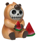 Furrybones Adorable Capybara With Watermelon Skeleton Figurine Furry Bones