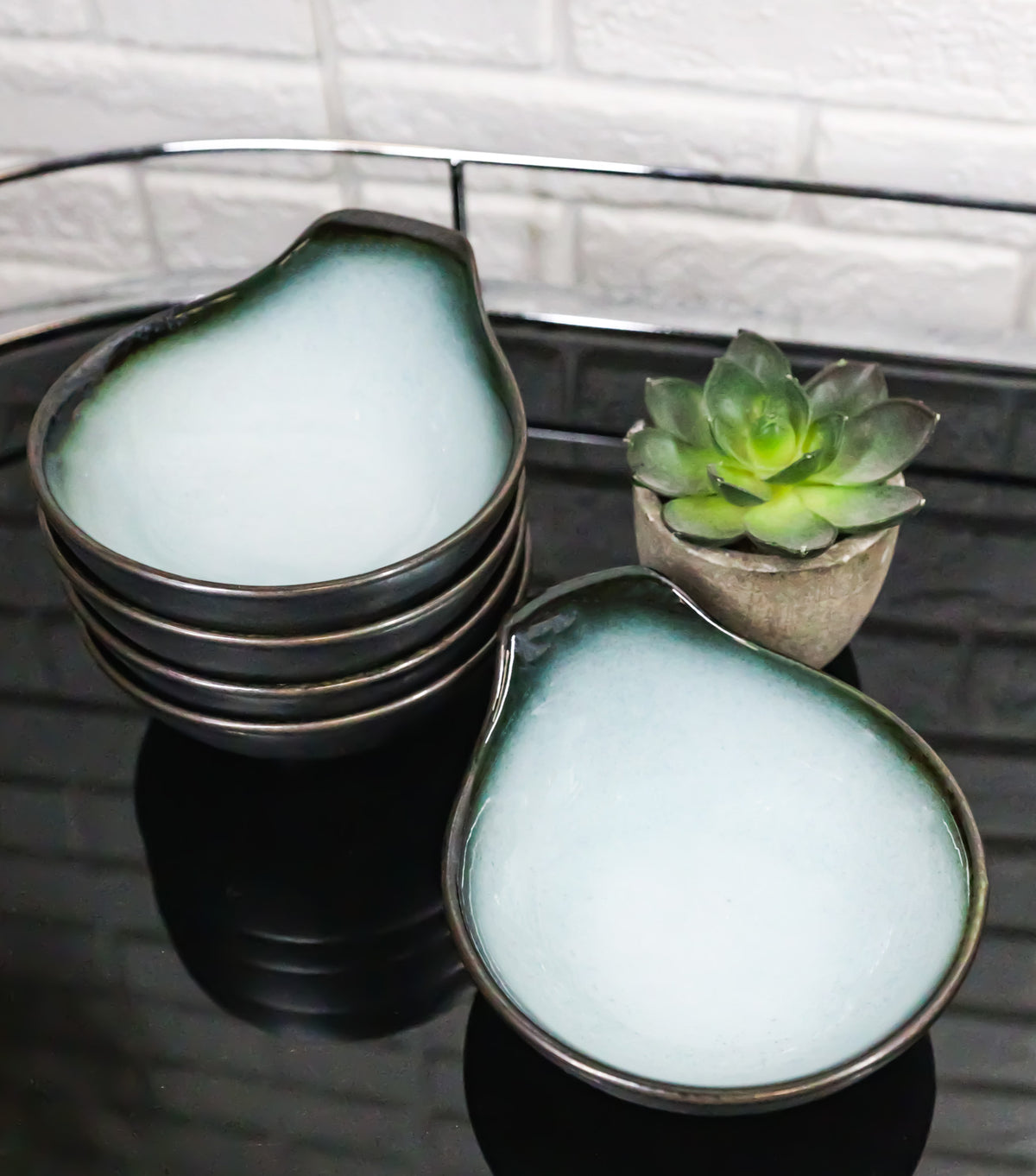 Pack Of 5 Blue Sky Stars Seikai Small Ponzu Miso Soup Bowls With Handle 5oz