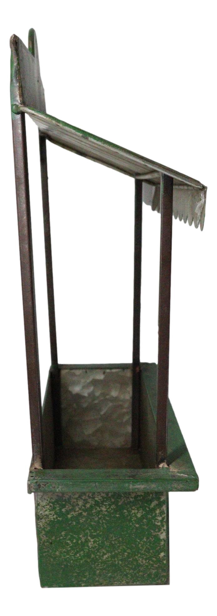 Rustic Green Galvanized Metal Farm Fresh Market Cart Hanging Wall Planter 19"H