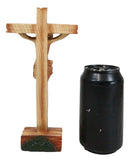 Passion Of Jesus Christ Nailed To The Cross In Faux Cedar Wood Finish Figurine