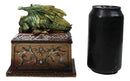 Medieval Fantasy Metallic Green Dragon Decorative Trinket Treasure Box Figurine