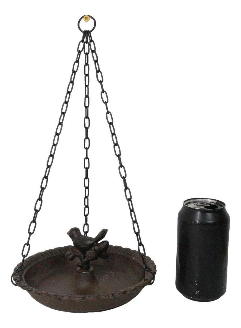 Cast Iron Love Bird On Branch Sunflower Basin Hanging Garden Bird Bath Feeder