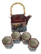 Maroon Grey Tombo Dragonfly With Flowers Hexagonal Teapot With 4 Tea Cups Set