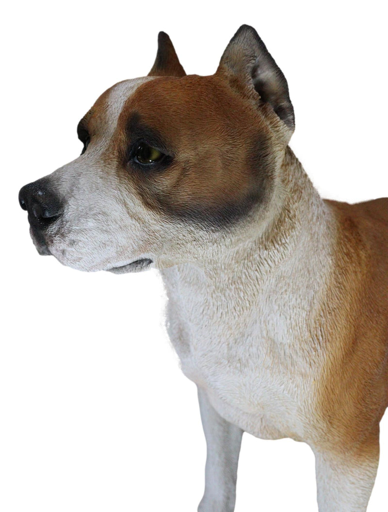Large Lifelike Realistic American Pit Bull Terrier Dog Statue 21.75"L Decor