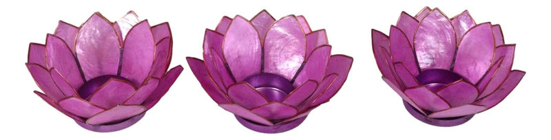 Pack Of 3 Coral Pink Seashells Lotus Flower Votive Tea Light Candle Holders