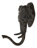 Pack Of 2 Rustic Cast Iron Safari Elephant Trunk Up Wall Hook Hanger Sculpture