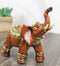 Feng Shui Faux Wood Right Facing Trunk Up Elephant With Golden Tapestry Figurine