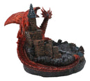 Medieval Red Dragon On Castle Tower Decorative Ashtray Or Key Coin Dish Figurine