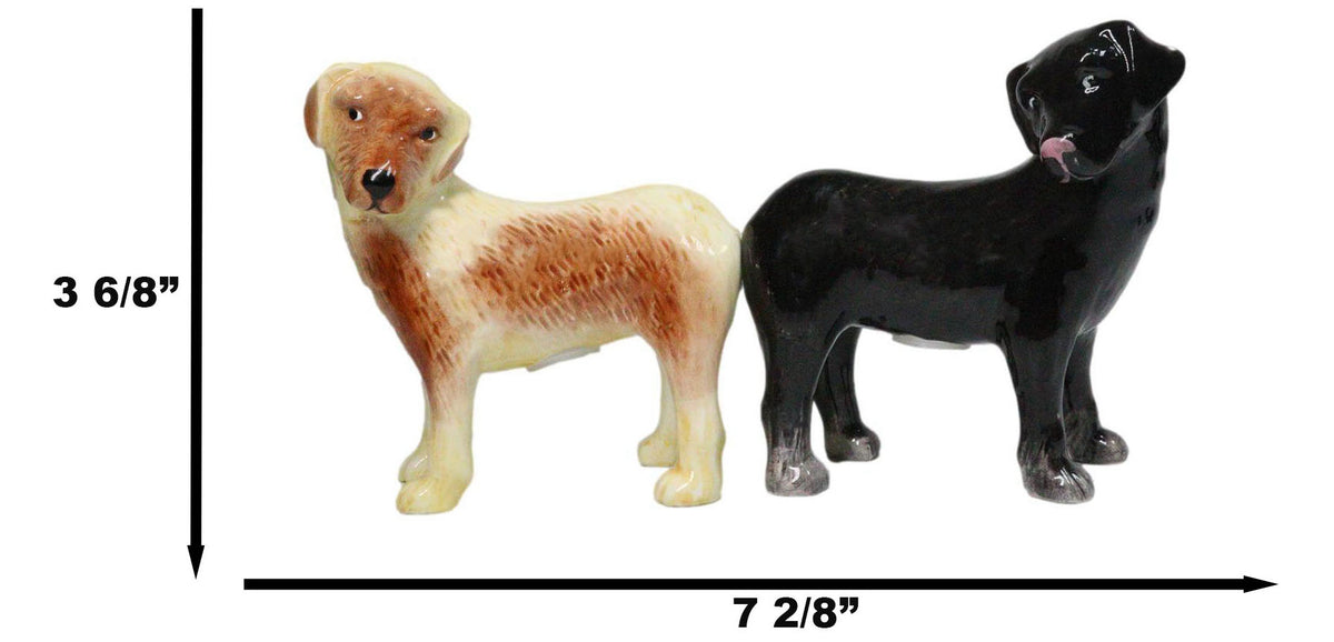 Ceramic Black And Fawn Labrador Dogs Salt And Pepper Shakers Figurine Set