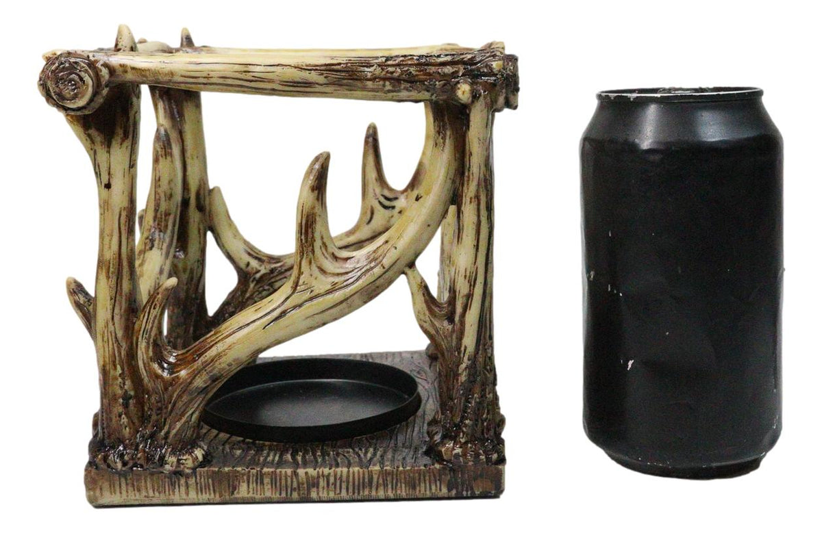 Wildlife Rustic Buck Elk Deer Stag Antlers Crown Pillar Candle Holder Figurine
