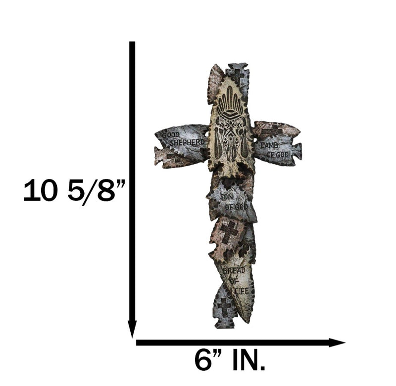 Tribal Indian Faux Arrowhead Stones Lamb of God Good Shepherd Wall Cross Plaque