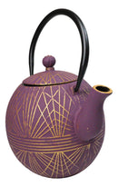 Spherical Purple With Gold Yarn Tetsubin Medium Cast Iron Teapot 28oz Tea Pot
