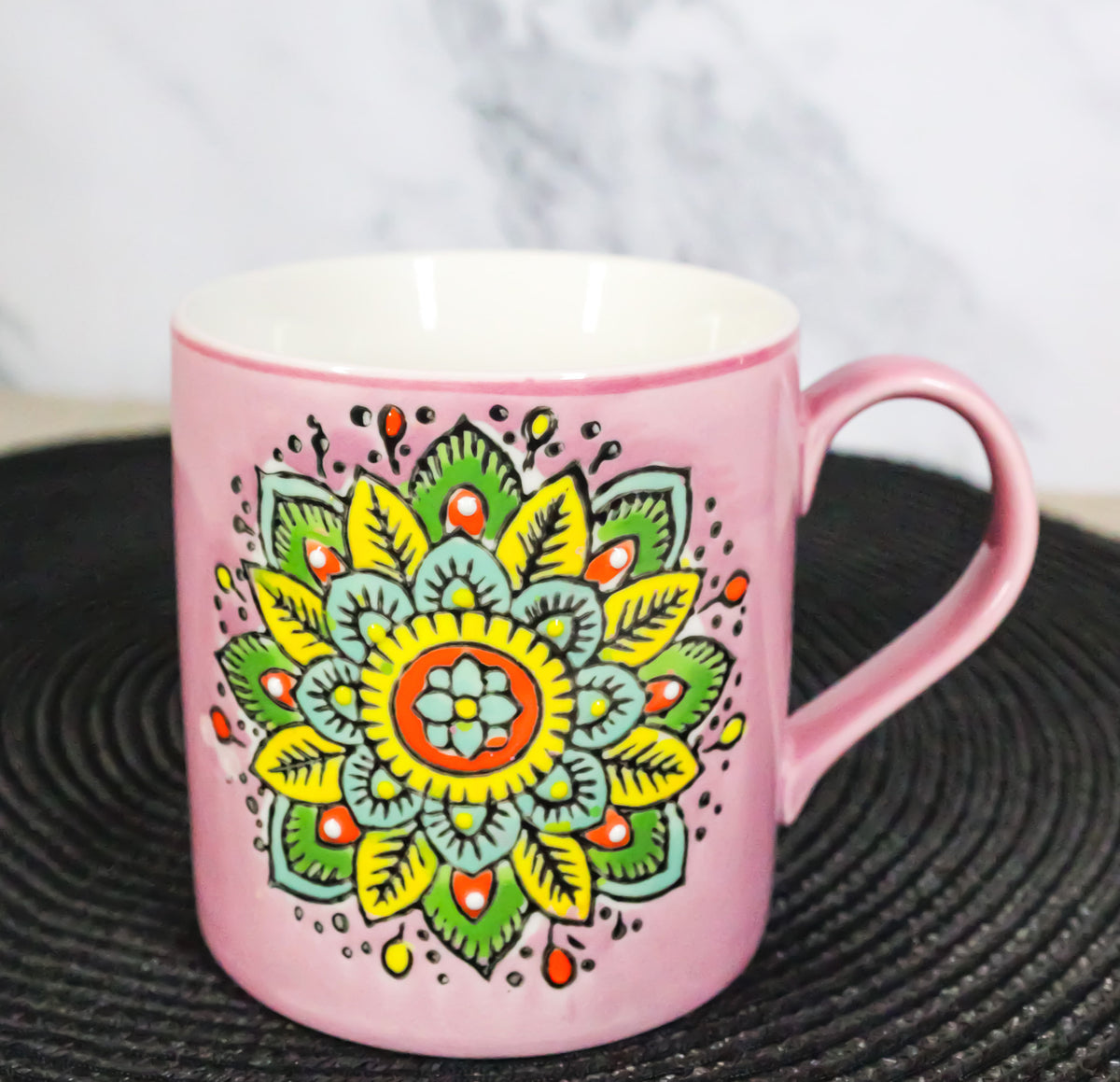 Purple Sahasrara Crown Chakra Zen Flower Of Life Mandala Circle Ceramic Mug Cup